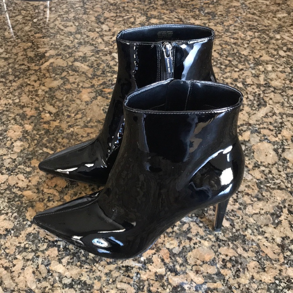 Patent leather booties